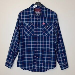 Dixxon Torrance Plaid Long Sleeve Shirt - Men's Size S - Blue